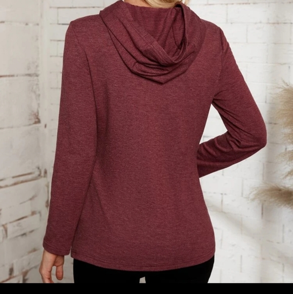 Women's Jersey Top Hooded Jacket Asymmetrical Hem Split Front XXL Emery Rose - Picture 4 of 13